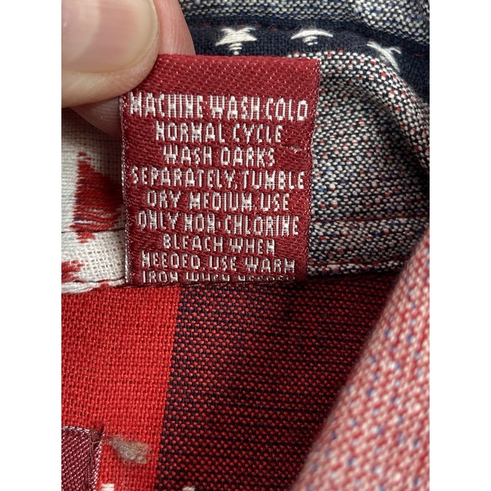Company One Womens Button Up Shirt 2X Red Plaid Flag Butterfly Short Patriotic - Picture 5 of 9